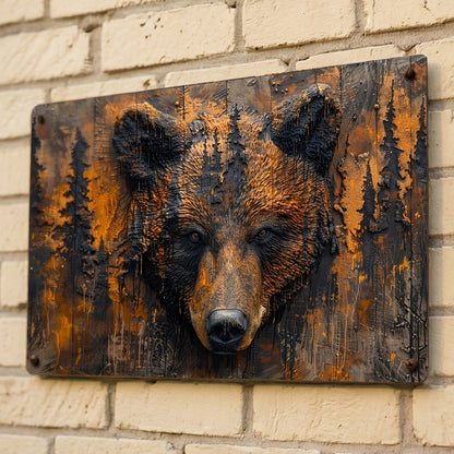 Bear 2D Metal Sign Rustic Grizzly Spirit