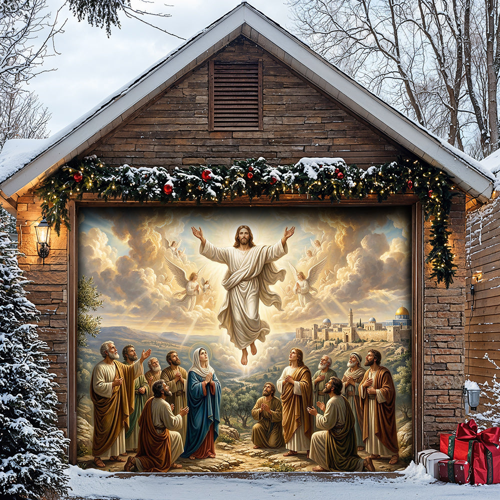 God Garage Door Banner Decoration - The Ascension on the Mount of Olives