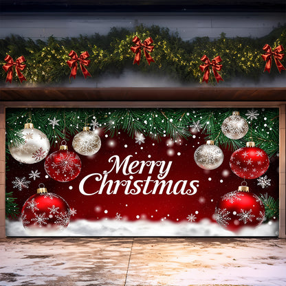 Christmas Garage Door Banner Decoration - Snowfall Wishes & Christmas Glow