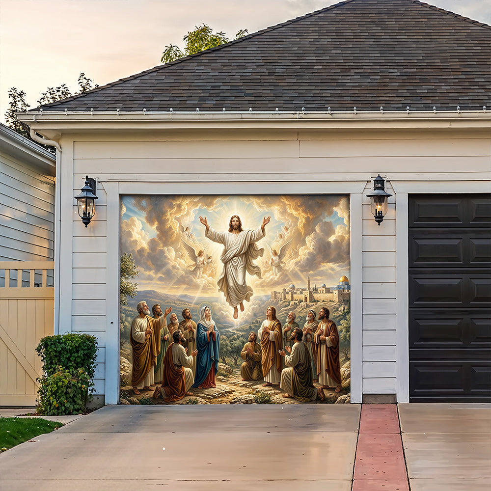 God Garage Door Banner Decoration - The Ascension on the Mount of Olives