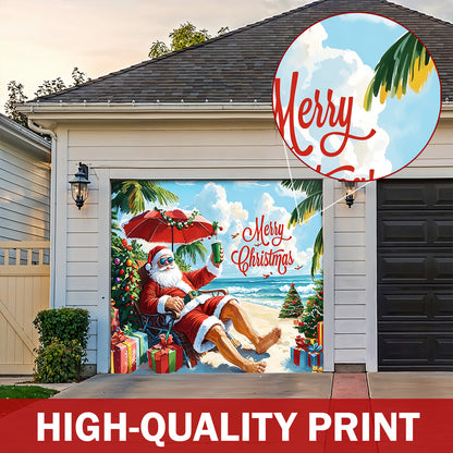 Santa Claus Garage Door Banner - Santa’s Tropical Christmas