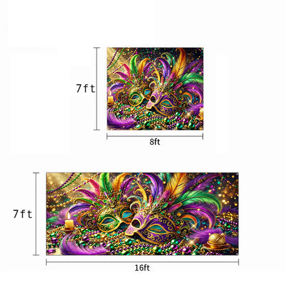 Mardi Gras Garage Door Banner Decoration - Opulent Feather Masque