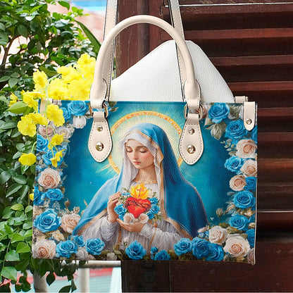 Christian Leather Handbag Rosa Mystica Virgin Mary