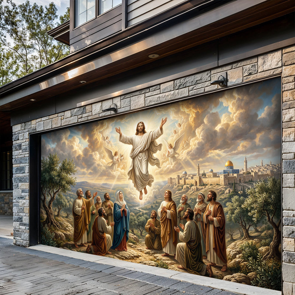 God Garage Door Banner Decoration - The Ascension on the Mount of Olives