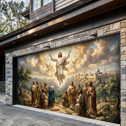 God Garage Door Banner Decoration - The Ascension on the Mount of Olives