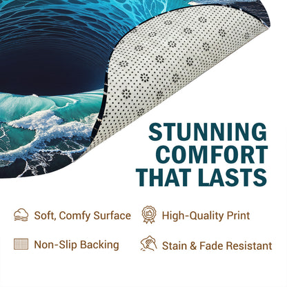 Ocean Round Rug Deep Sea Whirlpool Illusion
