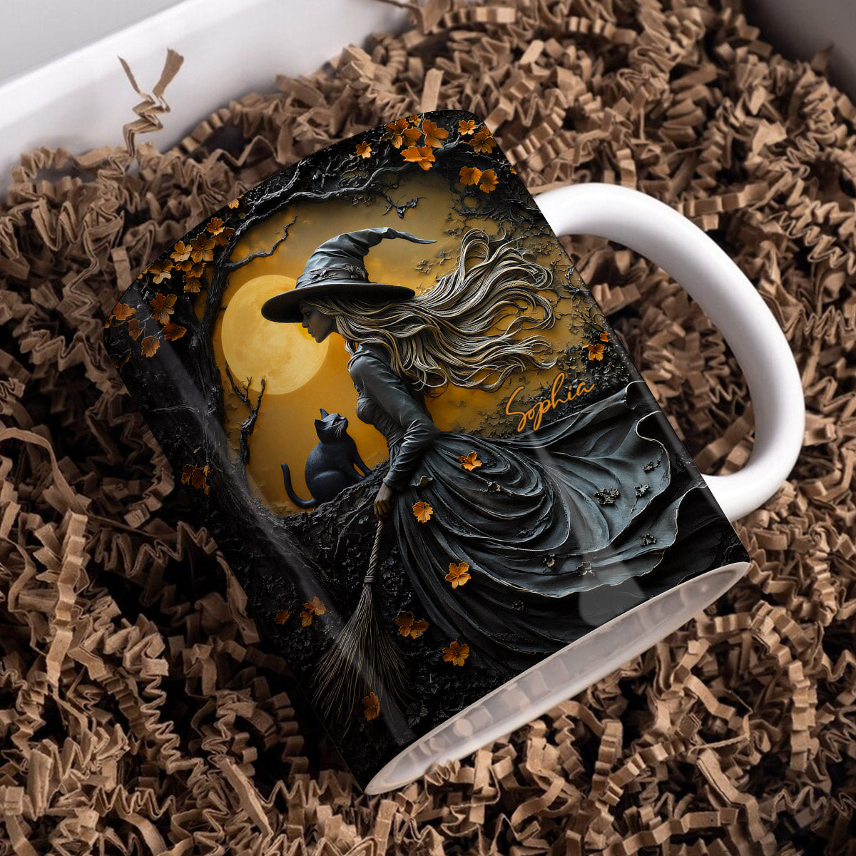 Witch Ceramic Mug Witch Beneath the Autumn Moon