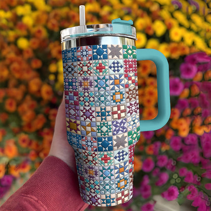 Sewing Lover 40 oz Tumbler Traditional Quilt Blocks