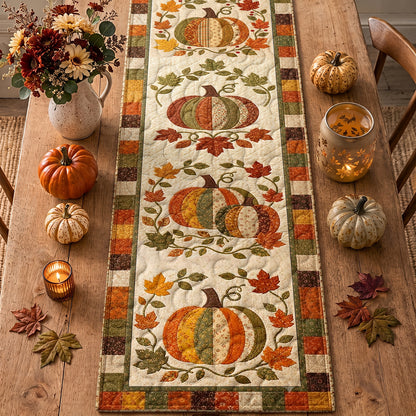 Patchwork Pumpkins of Fall Quilted Table Runner