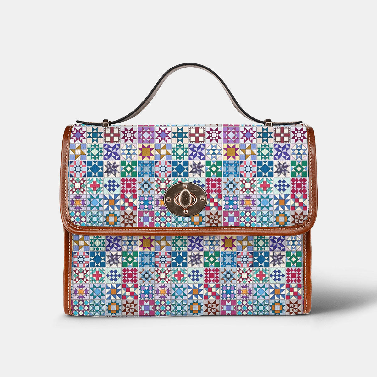 Sewing Lover Satchel Handbag Traditional Quilt Blocks