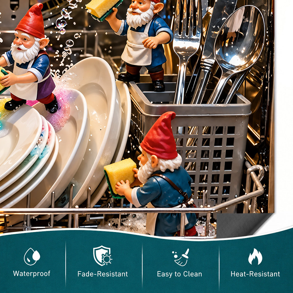 Christmas Magnetic Dishwasher Cover Gnome's Magical Dishwashing Adventure