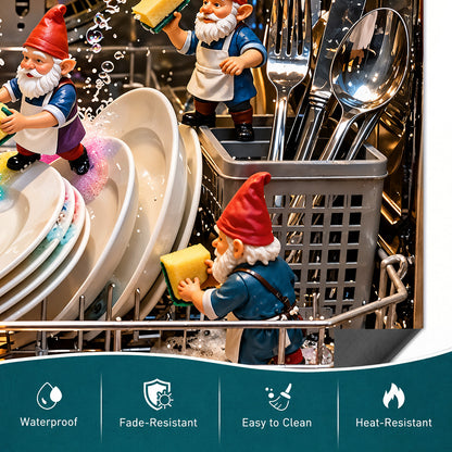 Christmas Magnetic Dishwasher Cover Gnome's Magical Dishwashing Adventure
