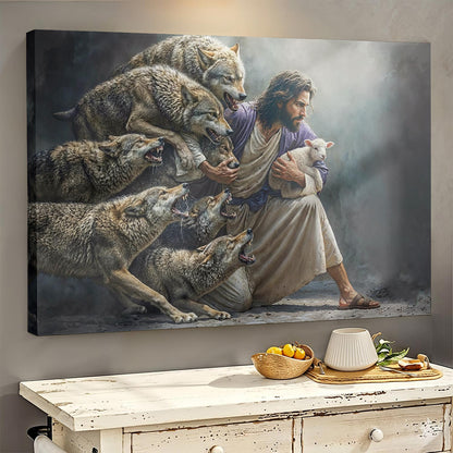God Wooden-Framed Canvas Wall Art The Shepherd Defender