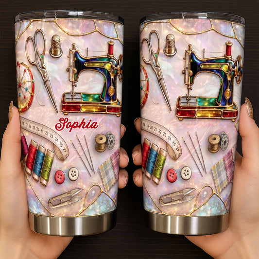Sewing Lover 20 oz Tumbler Personalized Holographic Sewing Dreams