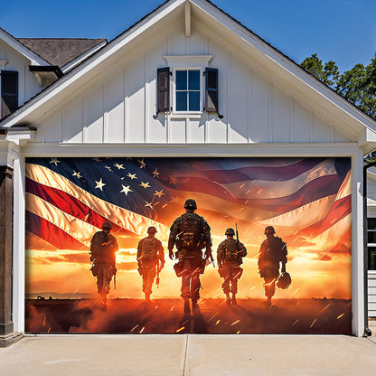 Patriotic Garage Door Banner - Defenders of the Flag Honoring Our Heroes