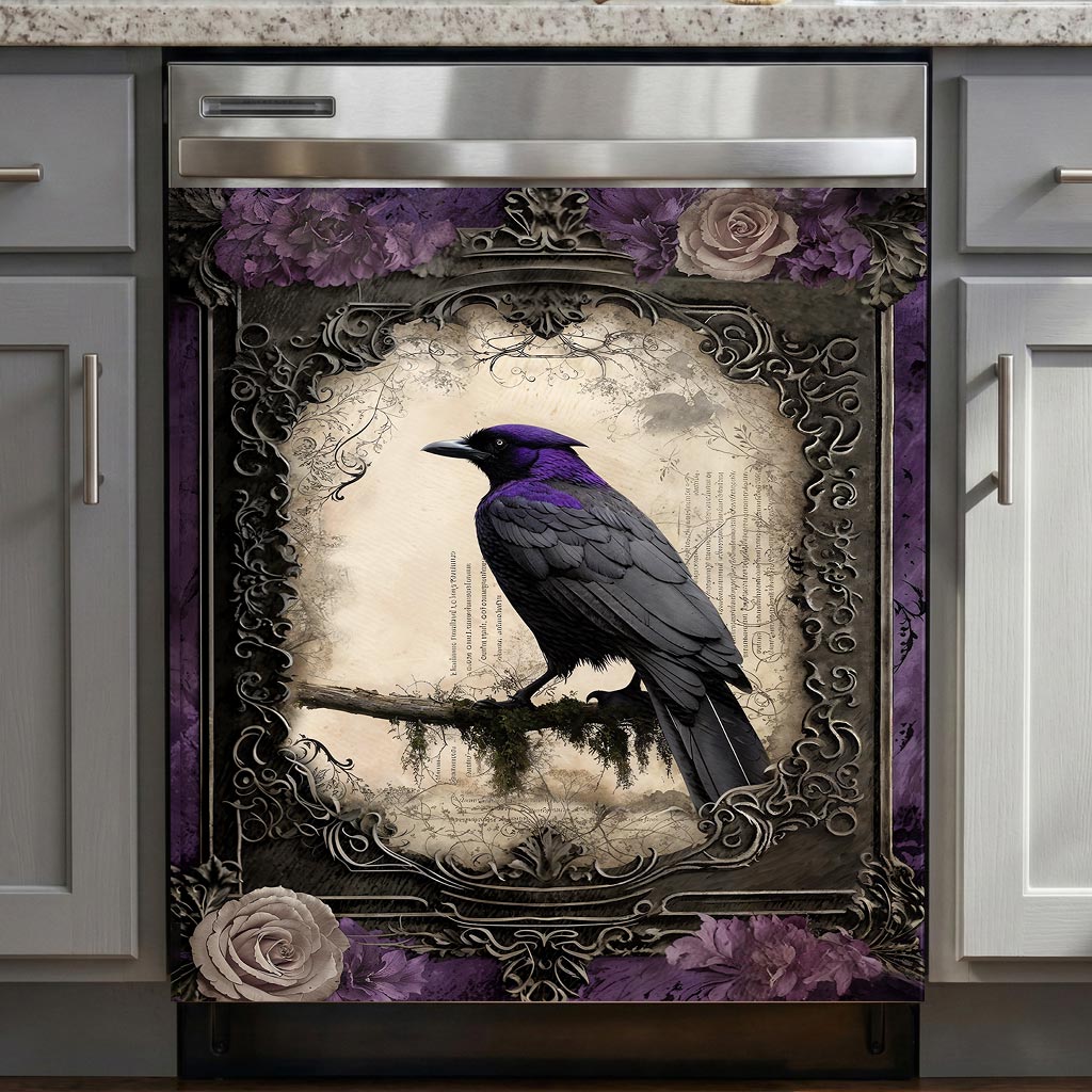 Gothic Magnetic Dishwasher Cover Violet Raven