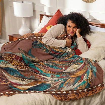 Boho Western Horse Fleece Blanket Tribal Horse Majesty