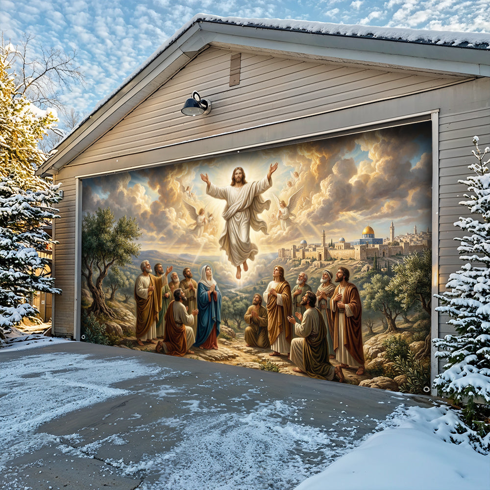 God Garage Door Banner Decoration - The Ascension on the Mount of Olives