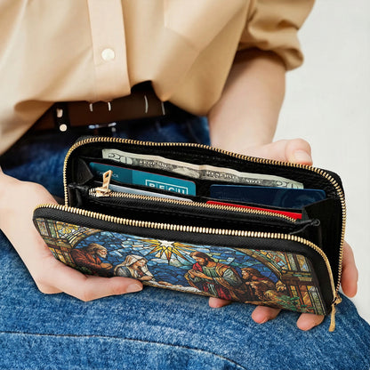 God Leather Wallet The Holy Night in Stained Glass