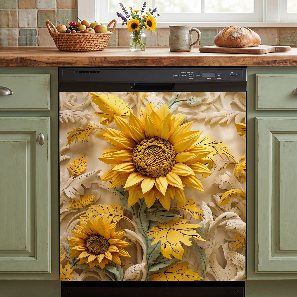 Sunlit Harvest Sunflower Magnetic Dishwasher Cover