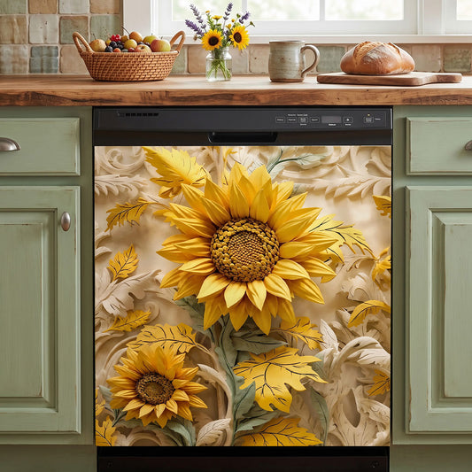 Sunlit Harvest Sunflower Magnetic Dishwasher Cover