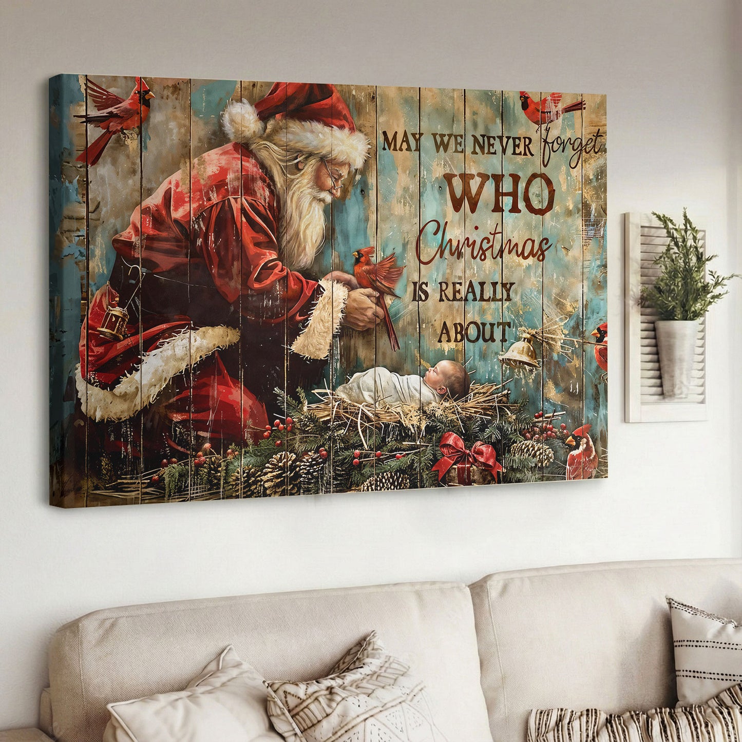 Christmas Wooden-Framed Canvas Wall Art Who Christmas Is Really About