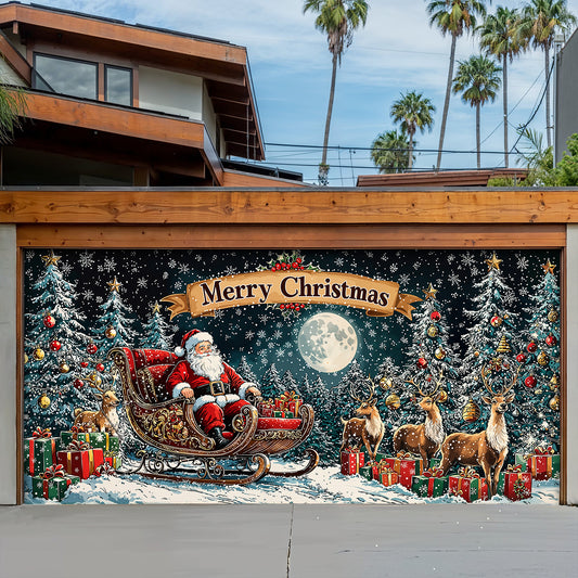 Christmas Garage Door Banner Decoration - Santa’s Vintage Journey Merry Christmas