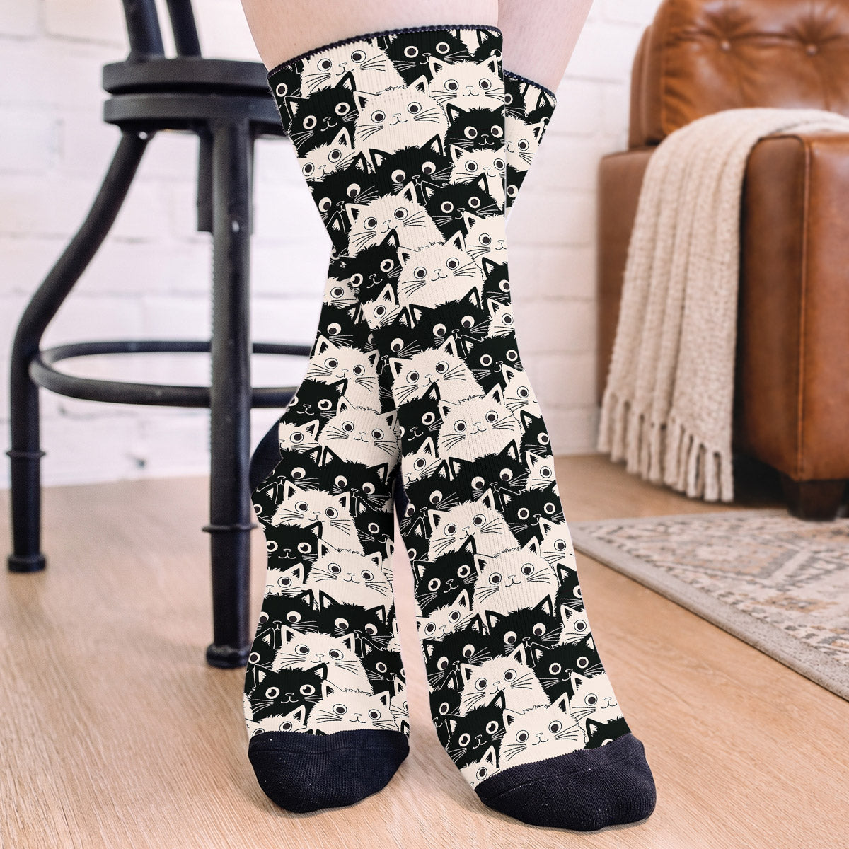 Cat Crew Socks Cute Fat Cats