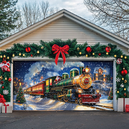 Christmas Garage Door Banner Decoration - Magical Holiday Express Santa’s Train Spreading Cheer