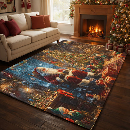 Christmas Area Rug Santa’s Cozy Workshop A Magical Christmas Eve with Elves and Gifts