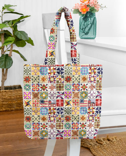 Sewing Lover Quilted Tote Bag Quilt Blocks