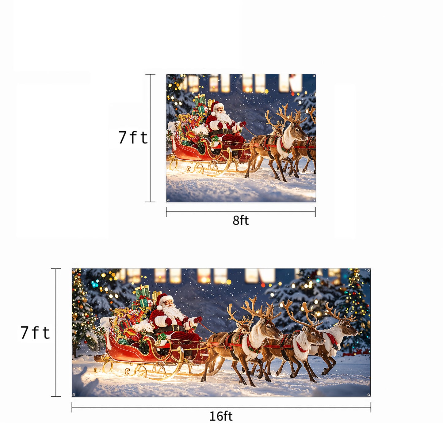 Christmas Garage Door Banner Decoration - Santa’s Magical Sleigh