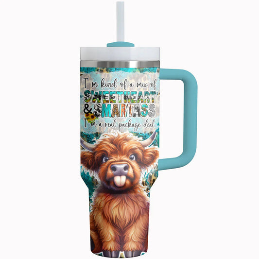 Highland Cow 40Oz Tumbler A Mix Of Sweetheart & Smartass