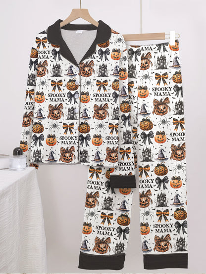 Halloween Classic Pajama Set Custom Title Spooky Mama Grandma