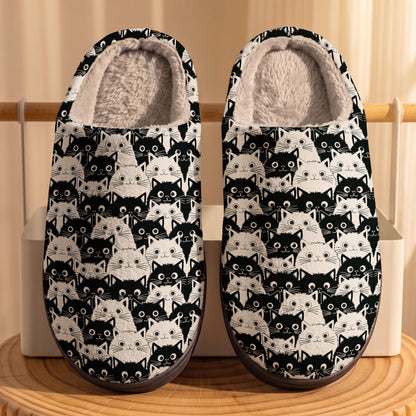 Cat Fleece Lined Slippers Cute Fat Cats