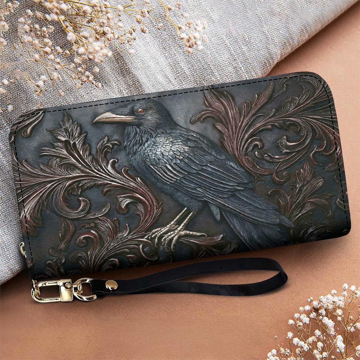 Gothic Leather Wallet Midnight Raven