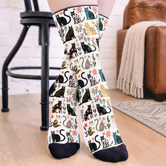 Cat Crew Socks Botanical Cat Bliss