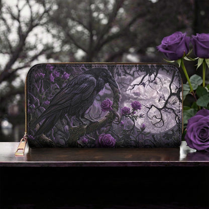 Gothic Leather Wallet Moonlit Raven