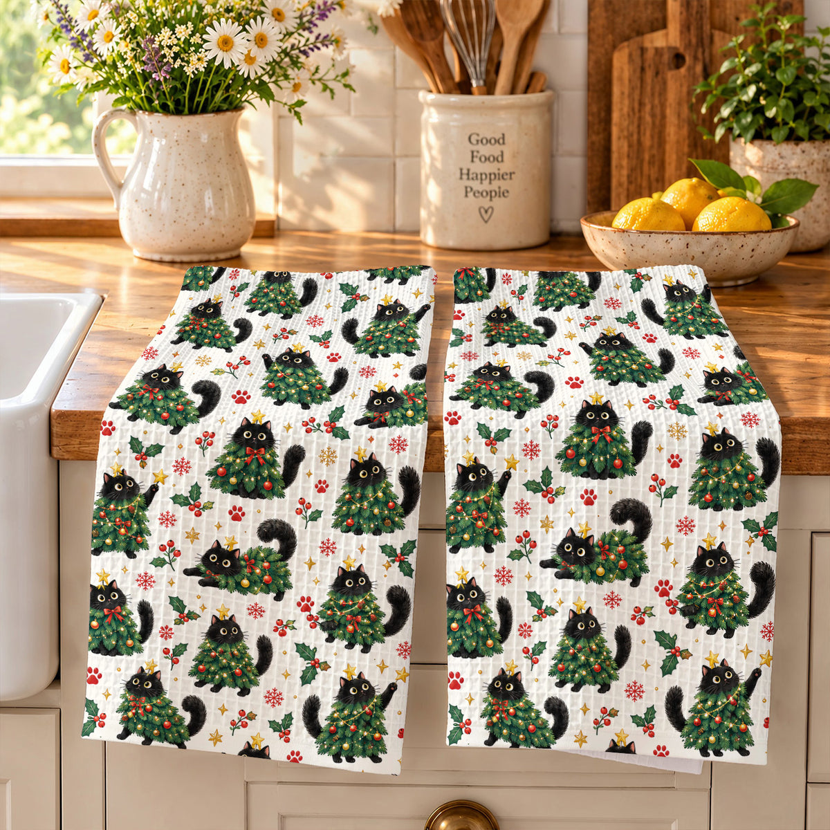 Christmas Kitchen Towel Meowy Little Christmas