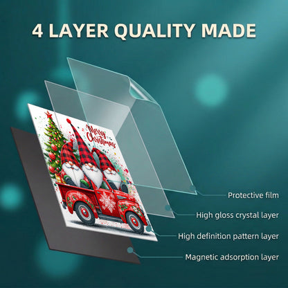 Christmas Magnetic Dishwasher Cover Christmas Gnome Truck Cheer