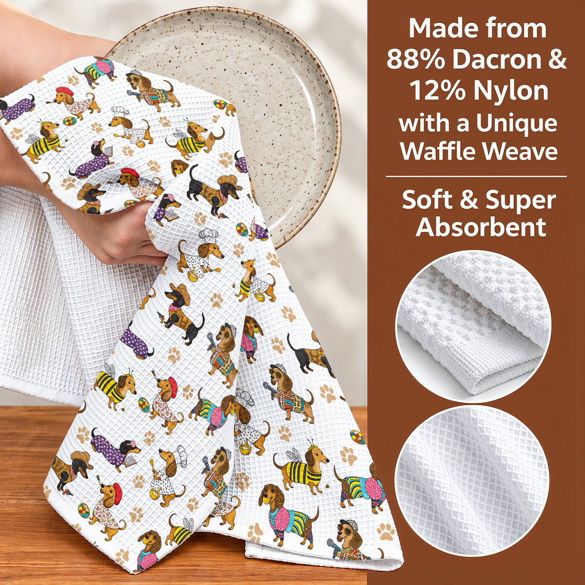 Dachshund Kitchen Towel Dashing Dachshund Dreams
