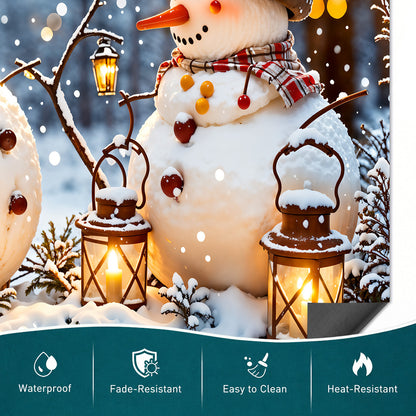 Christmas Magnetic Dishwasher Cover Happy Snowmen’s Cozy Forest Glow