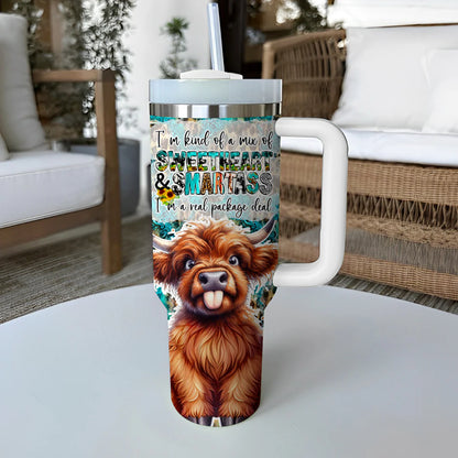 Highland Cow 40Oz Tumbler A Mix Of Sweetheart & Smartass