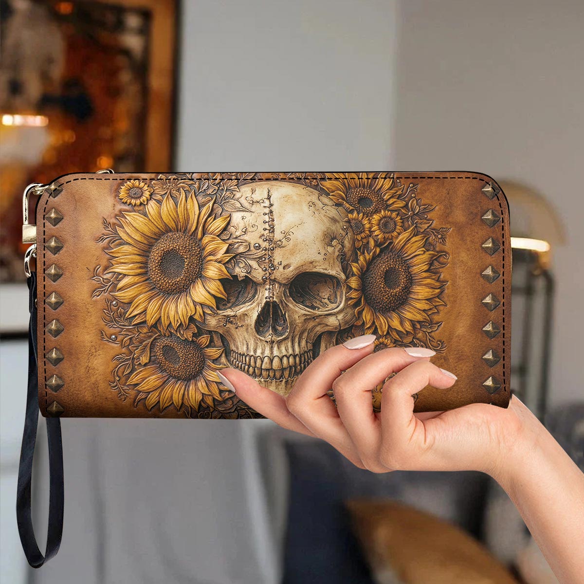 Skull Leather Wallet Bloom Beyond the Bone