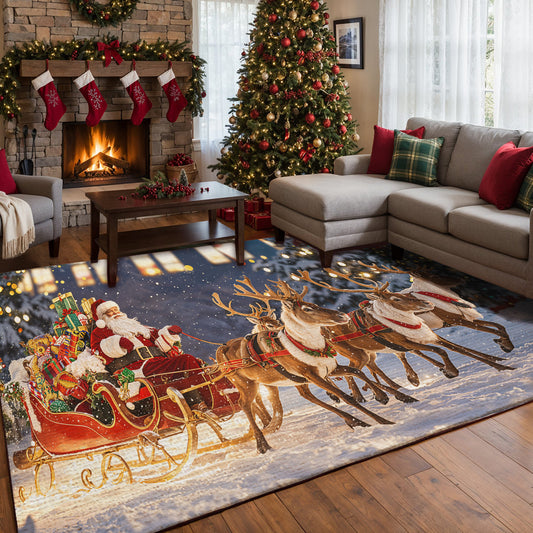 Christmas Area Rug Santa’s Magical Sleigh