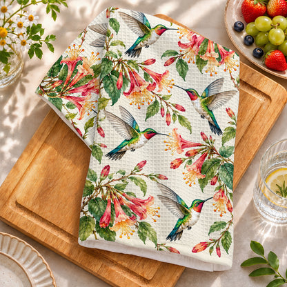 Hummingbird Kitchen Towel Vintage Hummingbird Garden