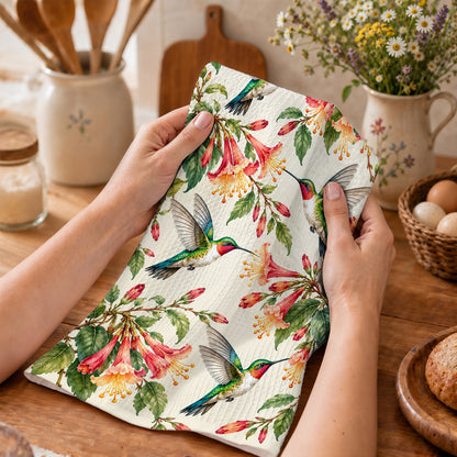 Hummingbird Kitchen Towel Vintage Hummingbird Garden