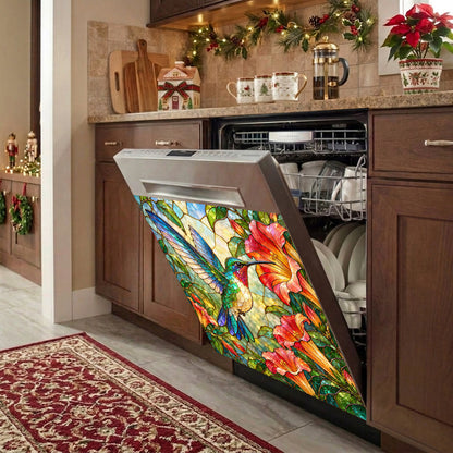 Hummingbird Magnetic Dishwasher Cover Stained Glass Hummingbird