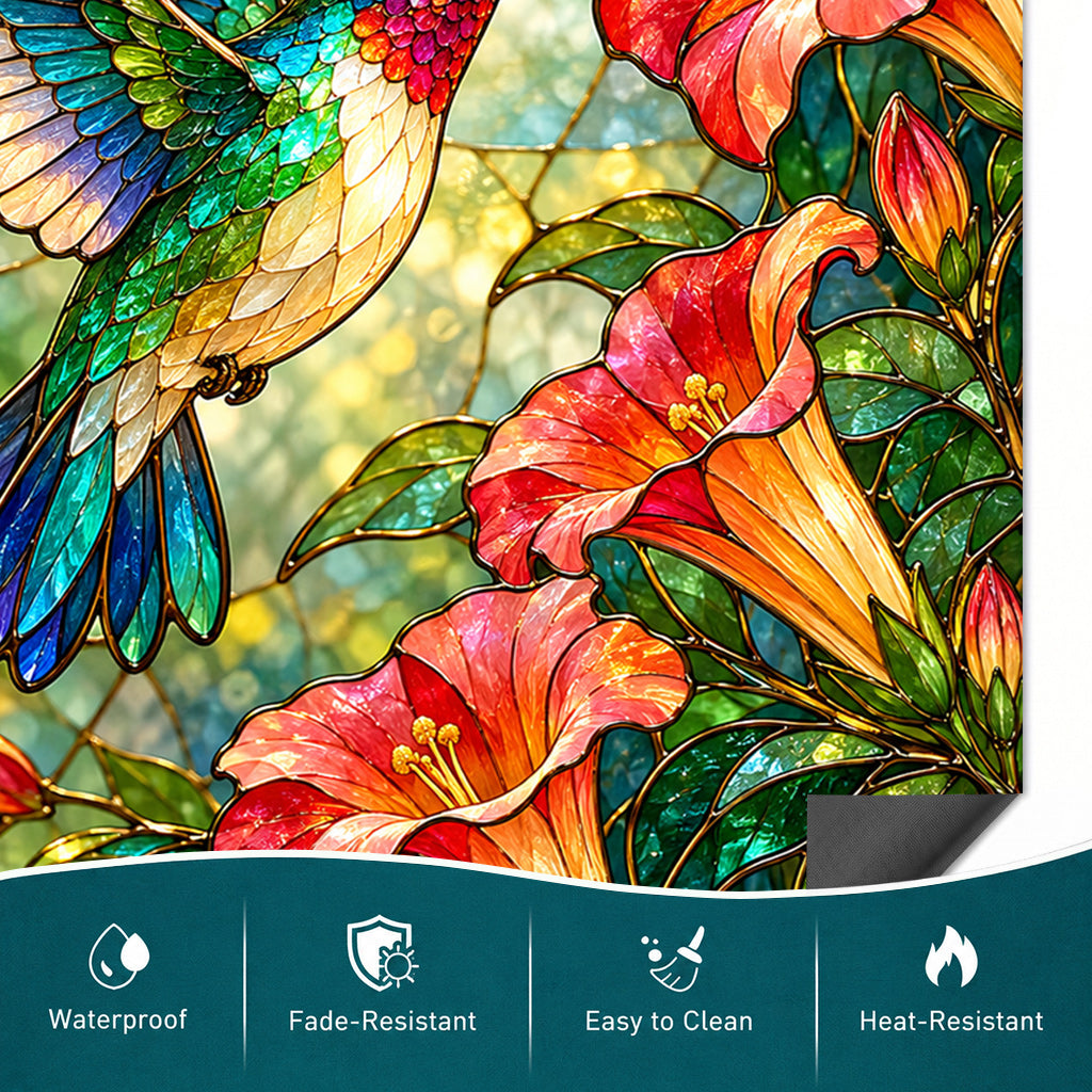 Hummingbird Magnetic Dishwasher Cover Stained Glass Hummingbird