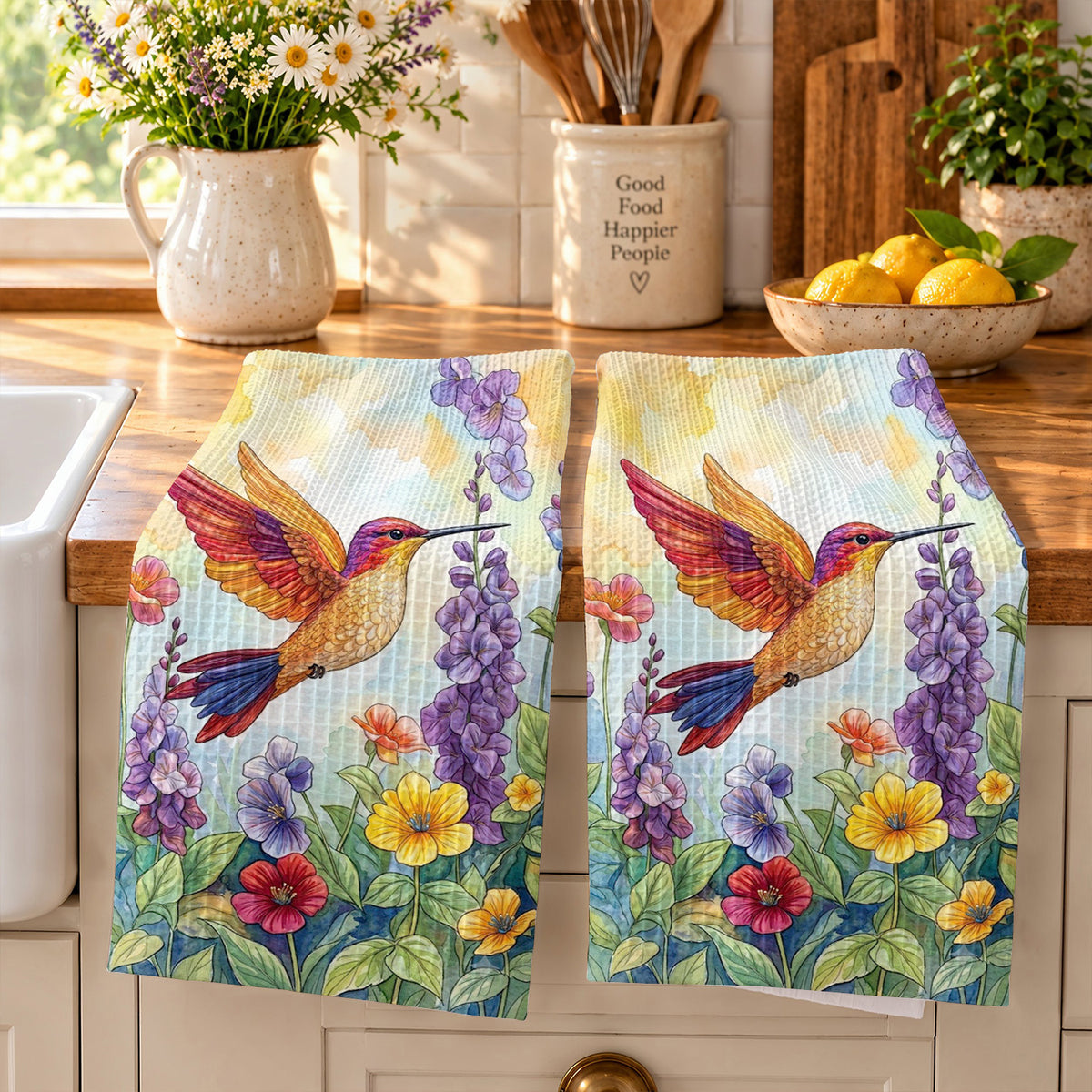 Humming Birds Kitchen Towel Whispers of Spring